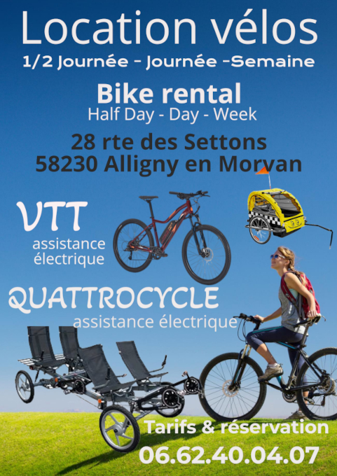 Location de vélos et quattrocycle dans le Morvan